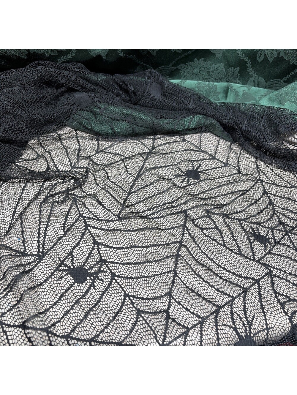 100% Lace Black Spiderweb Table Cloth 54 Inches X 84 Inches
